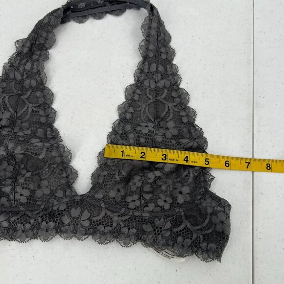 Free People Women Size Small Gray Galloon Lace Halter Bra - Picture 2 of 8